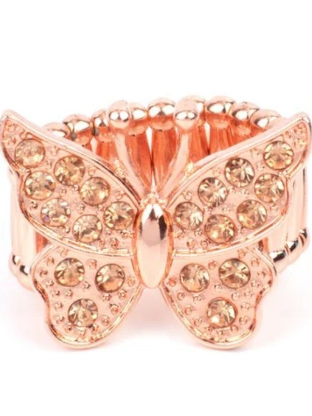 Bona Fide Butterfly Copper Paparazzi Butterfly Rhinestone Statement Ring - Picture 3 of 5
